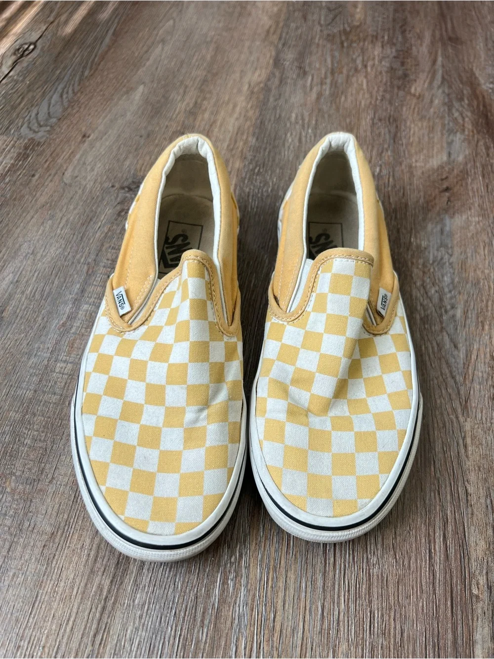 Vans Classic Slip-On Checkerboard Yellow White Shoes Women’s 8 Men’s 6.5